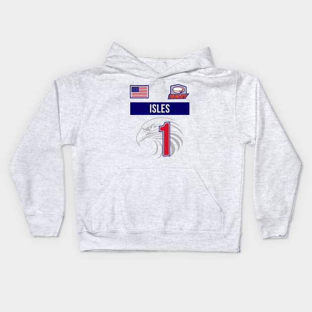 Fastest Rugby Man Alive, Carlin Isles Kids Hoodie by CR8ART